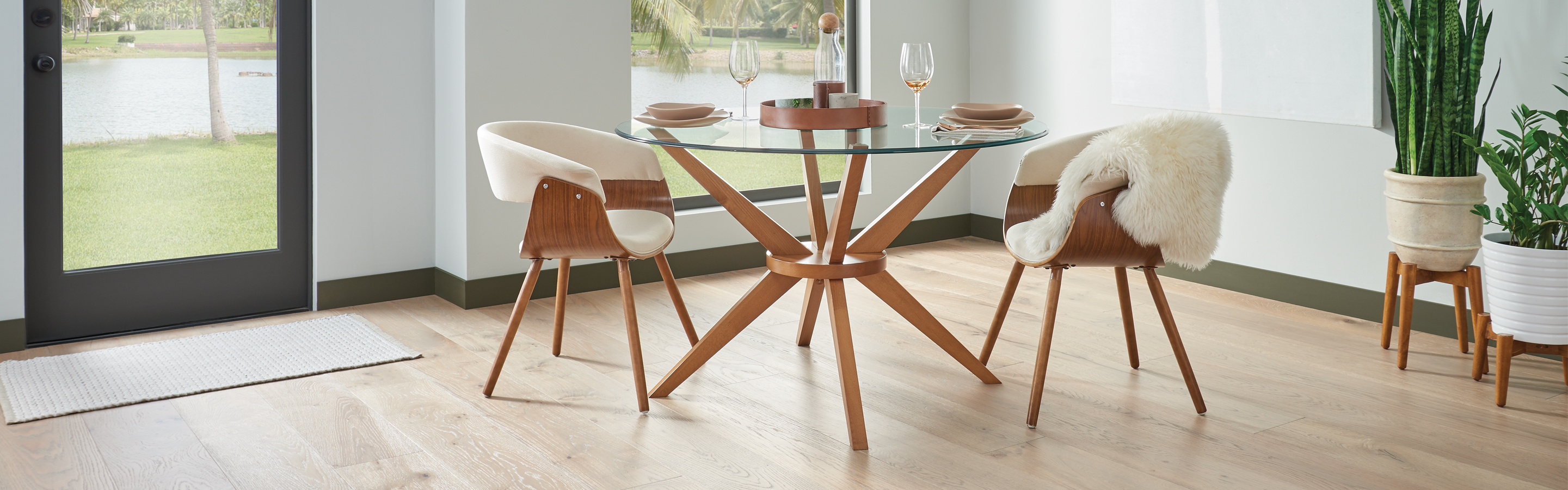 hardwood flooring in a dining room