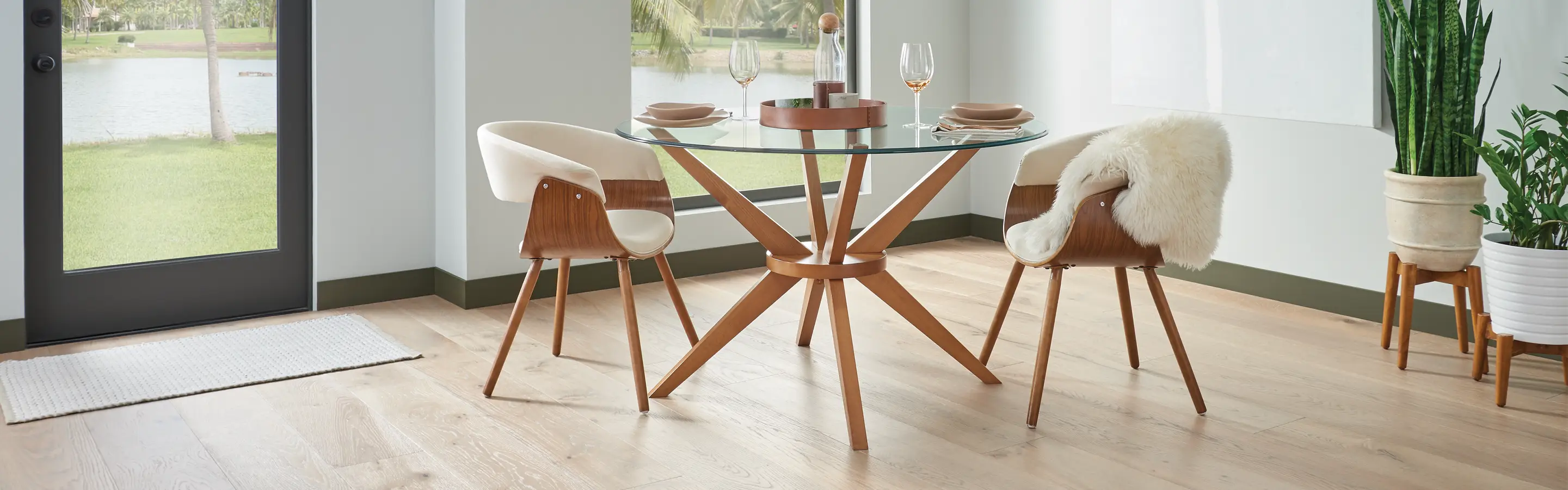 hardwood flooring in a dining room